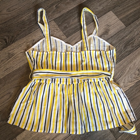 Asos yellow striped sweetheart belted top - Picture 3 of 8